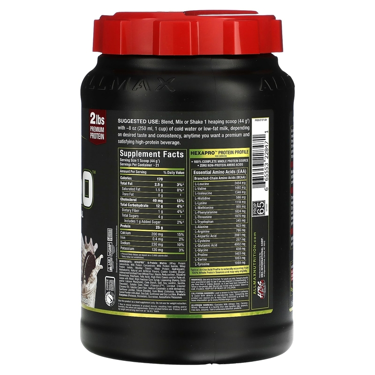 ALLMAX, Hexapro™, высокопротеиновая нежирная мука, печенье и сливки, 907 г (2 фунта)