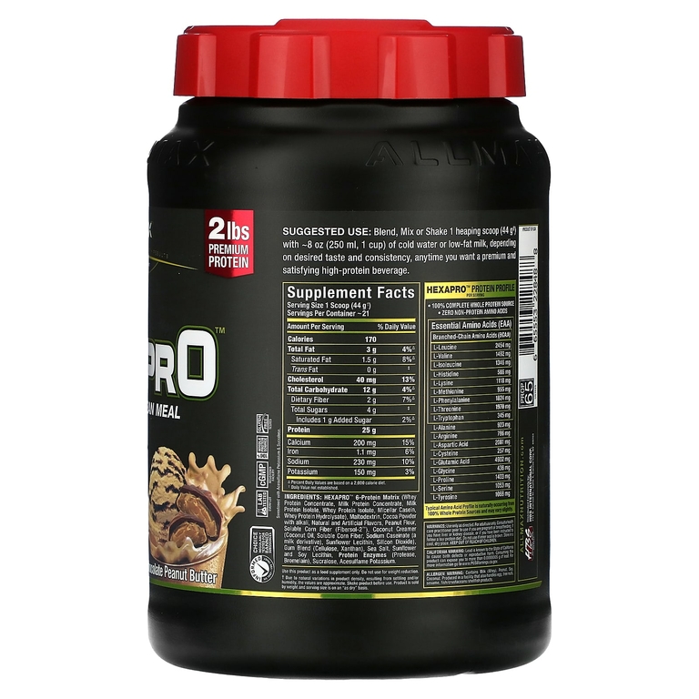 ALLMAX, Hexapro™, высокопротеиновая нежирная мука, шоколад и арахисовое масло, 907 г (2 фунта)