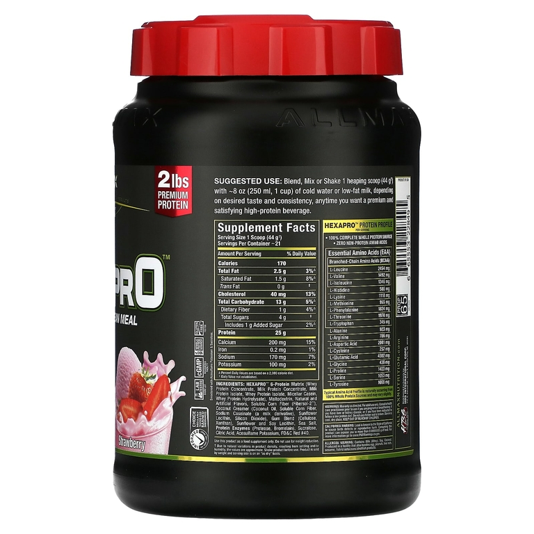 ALLMAX, Hexapro™, высокопротеиновая нежирная мука, со вкусом клубники, 907 г (2 фунта)
