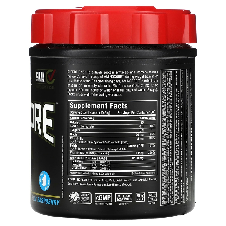 ALLMAX, AMINOCORE BCAA, голубая малина, 945 г (2,1 фунта)