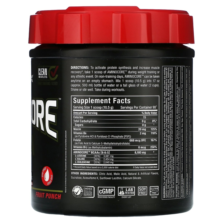 ALLMAX, AMINOCORE™ BCAA, со вкусом фруктового пунша, 945 г (2,1 фунта)