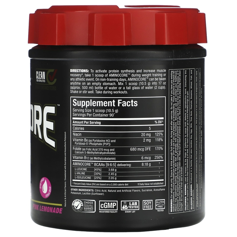 ALLMAX, AMINOCORE™ BCAA, со вкусом розового лимонада, 945 г (2,1 фунта)