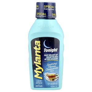 Mylanta, Liquid Antacid + Anti-Gas, Tonight, успокаивающий мед и ромашка, 355 мл (12 жидк. унц.) (Товар снят с продажи) 