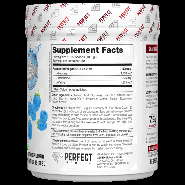 PERFECT Sports, BCAA Hyper Clear, насыщенная голубая малина, 306 г (10,8 унции)