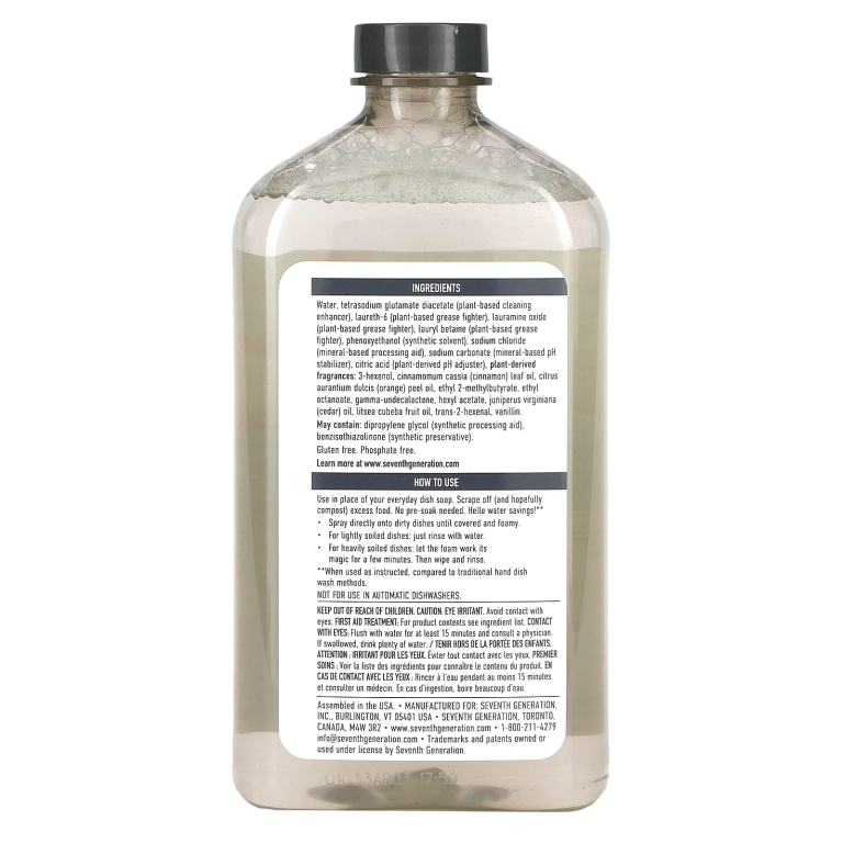 Seventh Generation, Power + Foaming Dish Spray, Refill, хрустящее яблоко, 473 мл (16 жидк. унц.) (Товар снят с продажи) 
