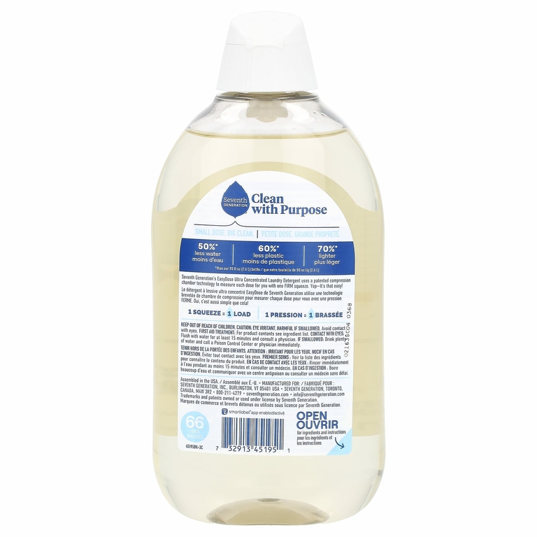 Seventh Generation, Ультраконцентрированное детское средство для стирки Easy Dose, свободное и прозрачное, 683 мл (23,1 жидк. унц.) (Товар снят с продажи) 