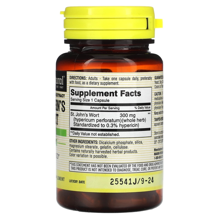 Mason Natural, Стандартизированный экстракт, зверобой, 60 капсул (Товар снят с продажи) 