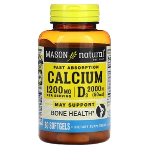 Mason Natural, быстроусвояемый кальций, 1200 мг, 60 капсул (600 мг в 1 капсуле) (Товар снят с продажи) 