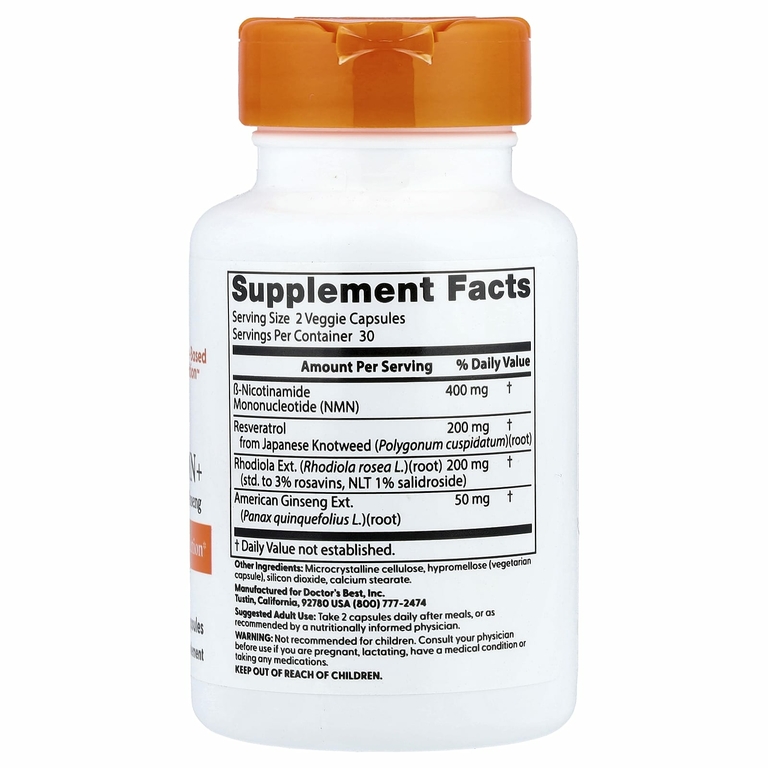 Doctor's Best, NMN+, 60 растительных капсул