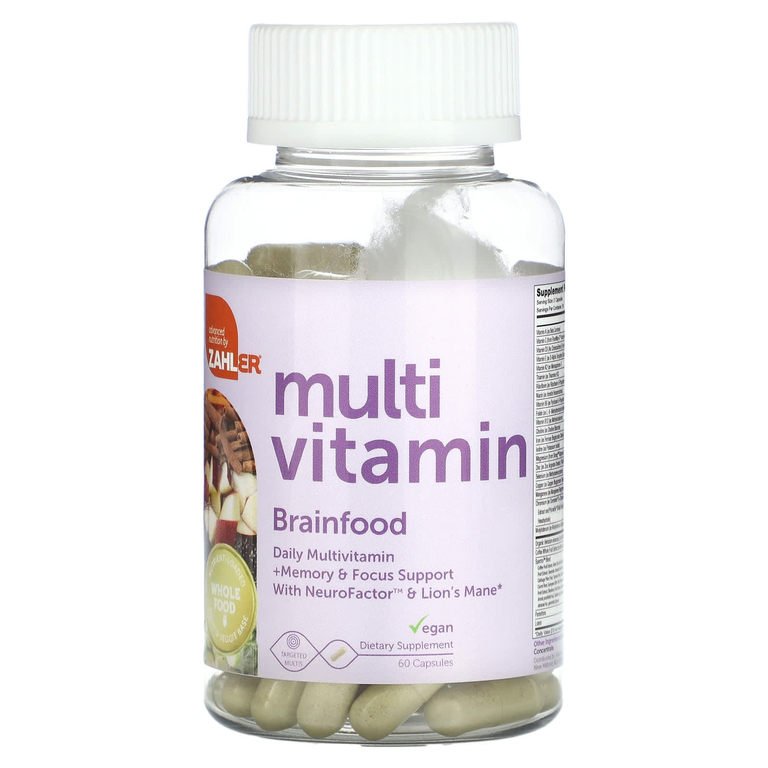 Zahler, Multivitamin Brainfood, ежедневная мультивитаминная добавка для поддержки памяти и концентрации, с NeuroFactor и ежовиком гребенчатым, 60 капсул (Товар снят с продажи) 