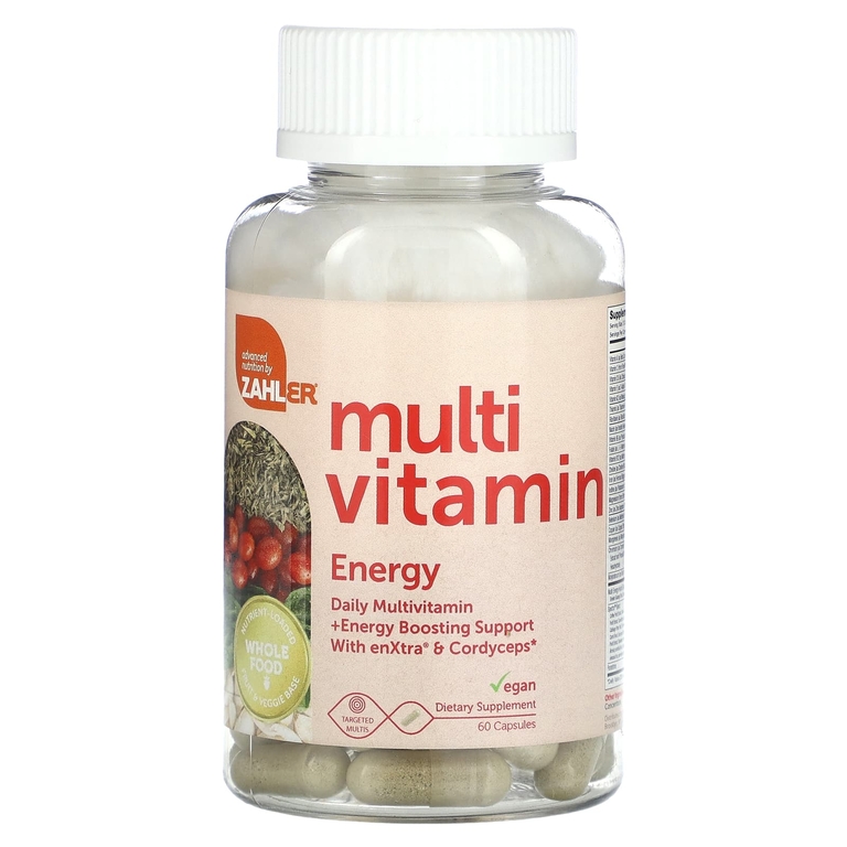 Zahler, Mutivitamin Energy, ежедневная мультивитаминная добавка для повышения уровня энергии с enXtra и кордицепсом, 60 капсул