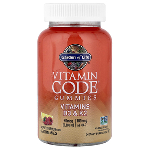Garden of Life, Vitamin Code®, жевательные таблетки, витамины D3 и K2, со вкусом малины и лимона, 45 жевательных таблеток