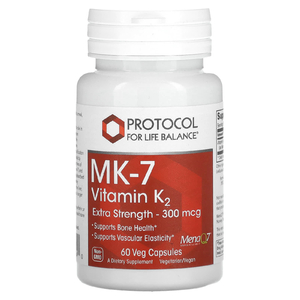 Protocol for Life Balance, MK-7, витамин K2, с повышенной силой действия, 300 мкг, 60 растительных капсул