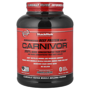 MuscleMeds, Carnivor, биоинженерный изолят говяжьего протеина, печенье и сливки, 1680 г (3,7 фунта)