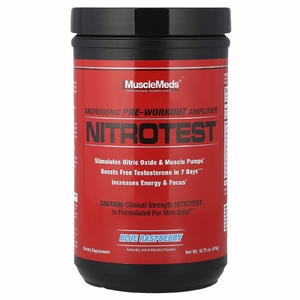 MuscleMeds, Nitrotest™, андрогенный предтренировочный усилитель, голубая малина, 474 г (16,72 унции)