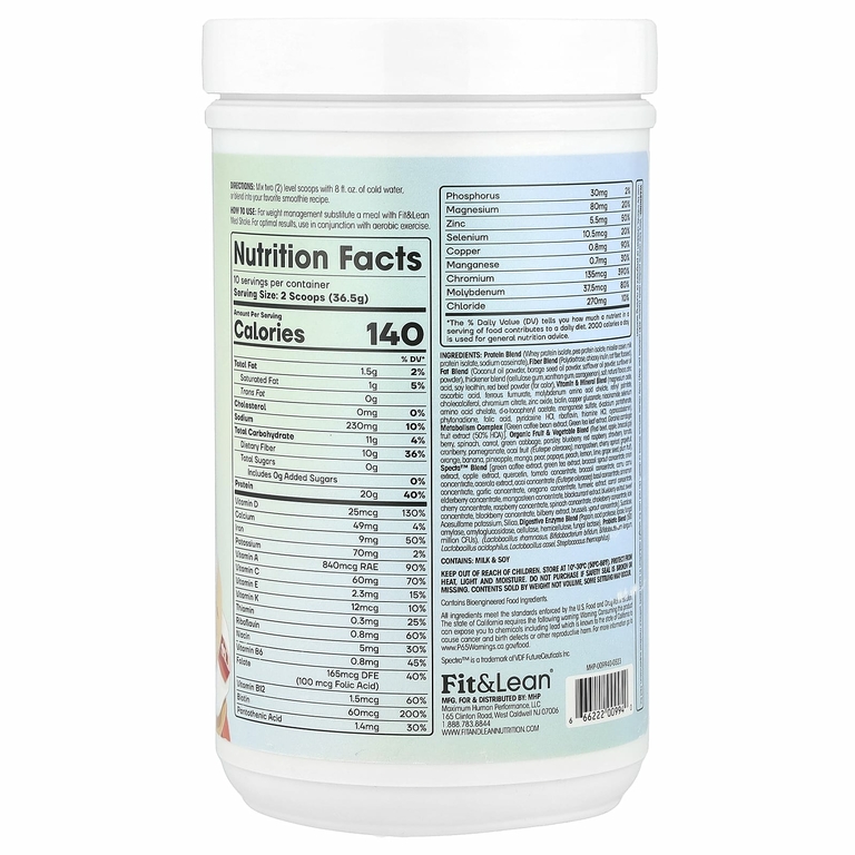 Fit & Lean, Meal Shake, Complete Fitness Nutrition, клубничное песочное печенье, 365 г (0,8 фунта)