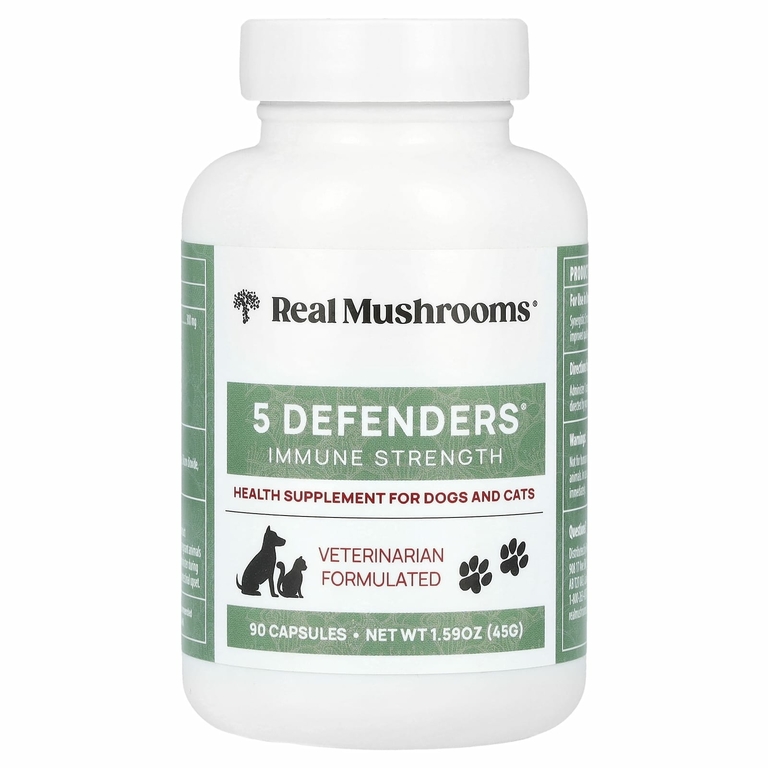 Real Mushrooms, 5 Defenders, для собак и кошек, 90 капсул