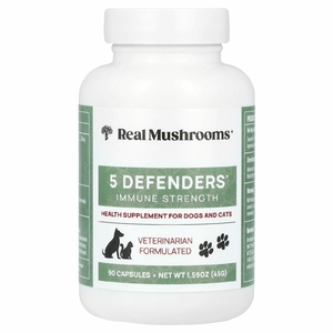 Real Mushrooms, 5 Defenders, для собак и кошек, 90 капсул