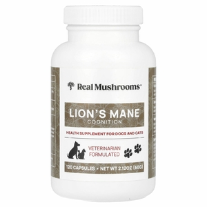 Real Mushrooms, Lion's Mane, поддержка для вашего питомца, 120 капсул