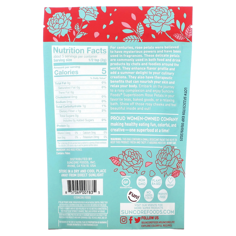 Suncore Foods, Лепестки роз, 9 г (0,3 унции) (Товар снят с продажи) 