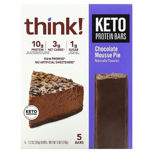 Think !, Delight Protein Bar, протеиновый батончик, шоколадный муссовый торт, 5 шт. по 34 г (1,2 унции)