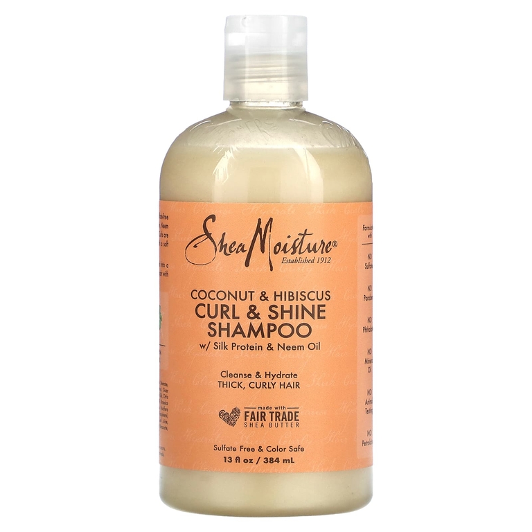 SheaMoisture, Curl & Shine, шампунь, кокос и гибискус, 384 мл (13 жидк. унц.)