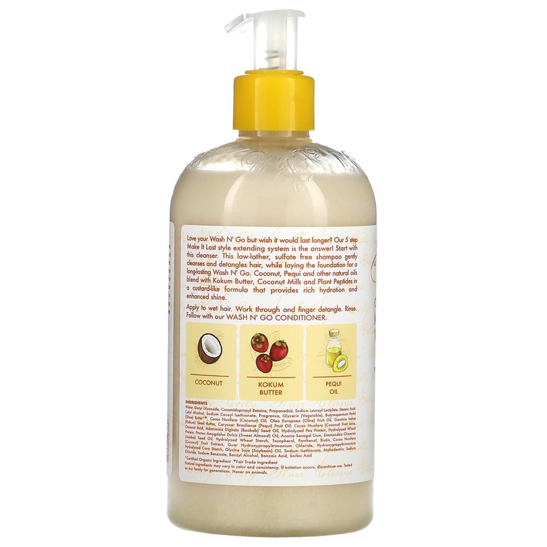 SheaMoisture, Make It Last Wash N 'Go, шампунь, кокосовый крем, с маслом кокум и маслом пекуи, 384 мл (13 жидк. унц.) (Товар снят с продажи) 