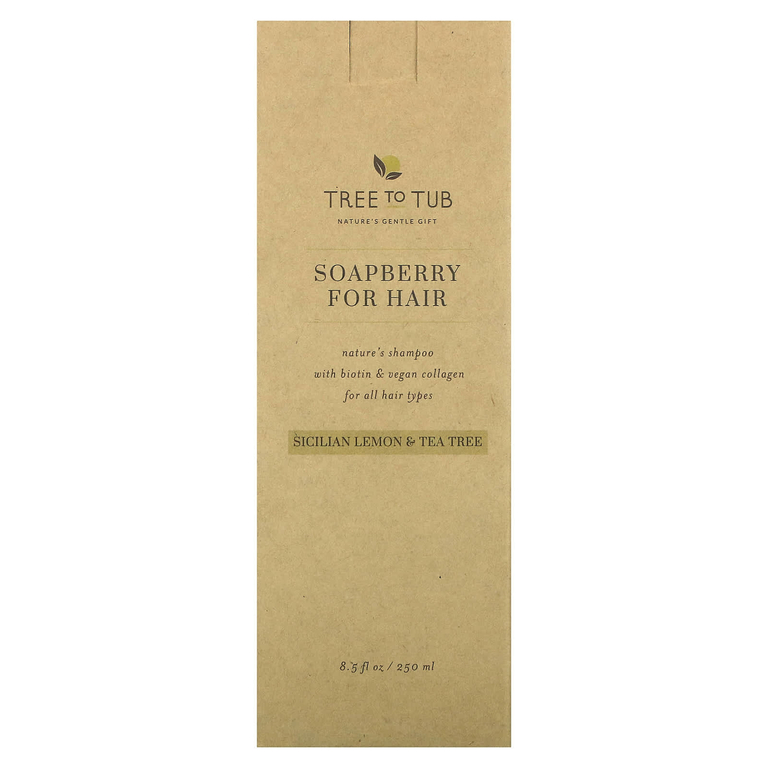 Tree To Tub, Soapberry For Hair Shampoo, для всех типов волос, сицилийский лимон и чайное дерево, 250 мл (8,5 жидк. Унции)