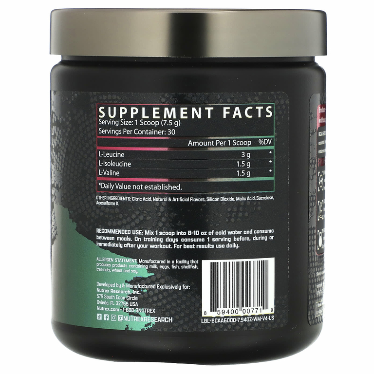 Nutrex Research, BCAA 6000, арбуз, 225 г (8,2 унции)