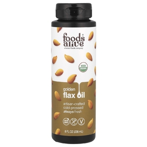Foods Alive, органическое масло льна золотистого, ремесленного холодного отжима, 236 мл (8 жидк. унций) (Товар снят с продажи) 