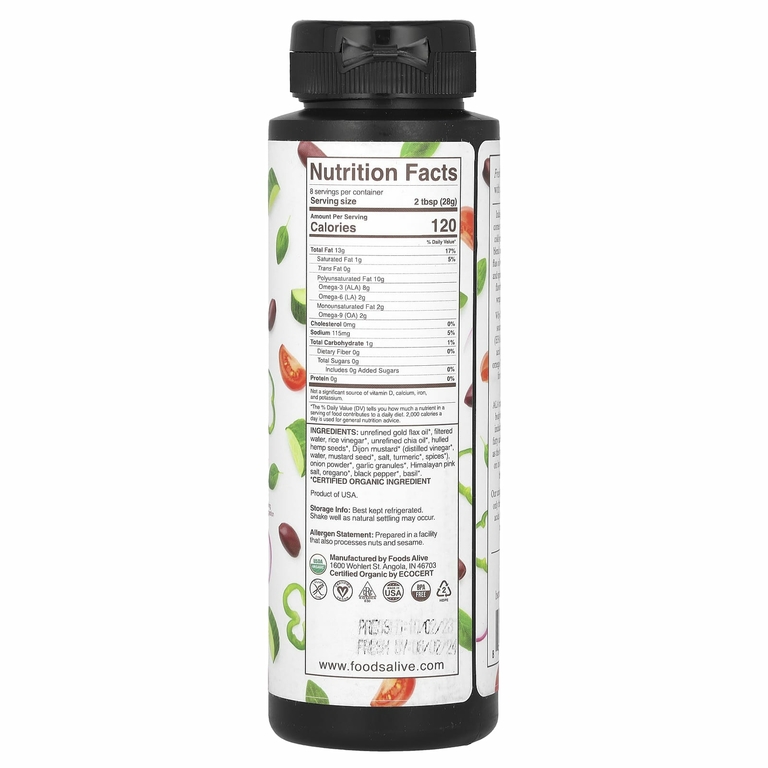 Foods Alive, органическая заправка для салата с льняным маслом, греческая, 236 мл (8 жидк. унций) (Товар снят с продажи) 