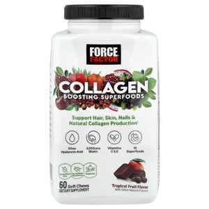 Force Factor, Суперпродукты для повышения уровня коллагена, тропические фрукты, 60 жевательных таблеток