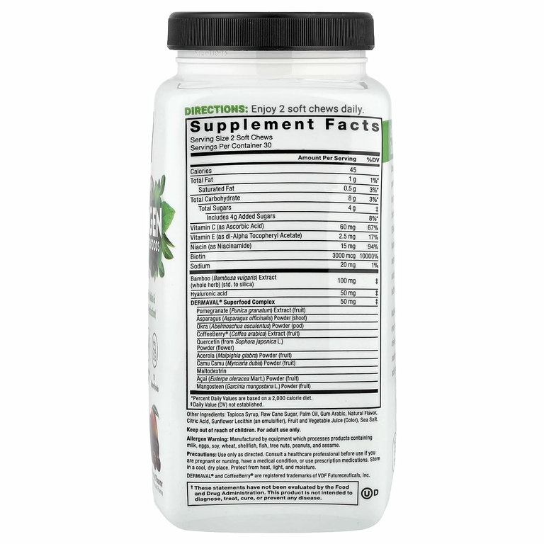 Force Factor, Суперпродукты для повышения уровня коллагена, тропические фрукты, 60 жевательных таблеток