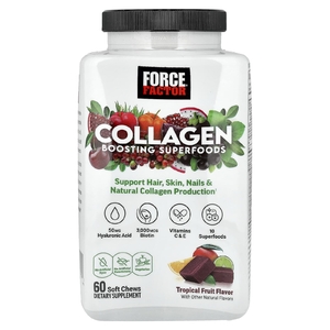 Force Factor, Суперпродукты для повышения уровня коллагена, тропические фрукты, 60 жевательных таблеток
