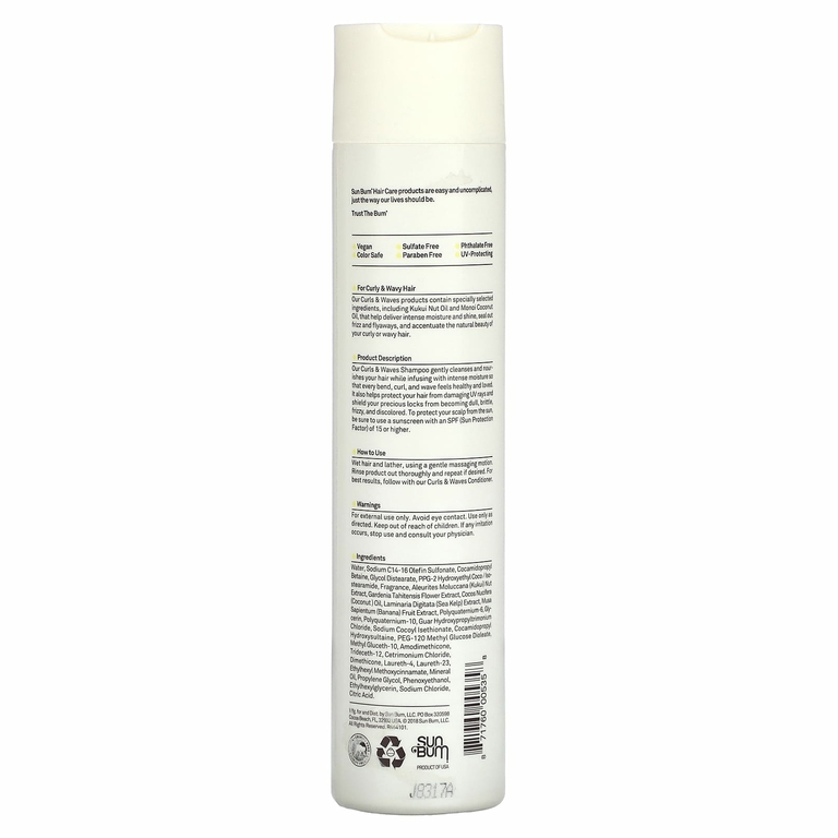 Sun Bum, Curls & Waves, шампунь для волнистых и плотных кудрей, 300 мл (10 жидк. унц.)