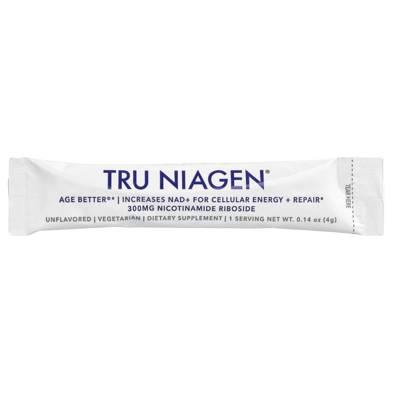 Tru Niagen, НАД+, никотинамид рибозид, с нейтральным вкусом, 30 стик-пакетов по 4 г (0,14 унции)