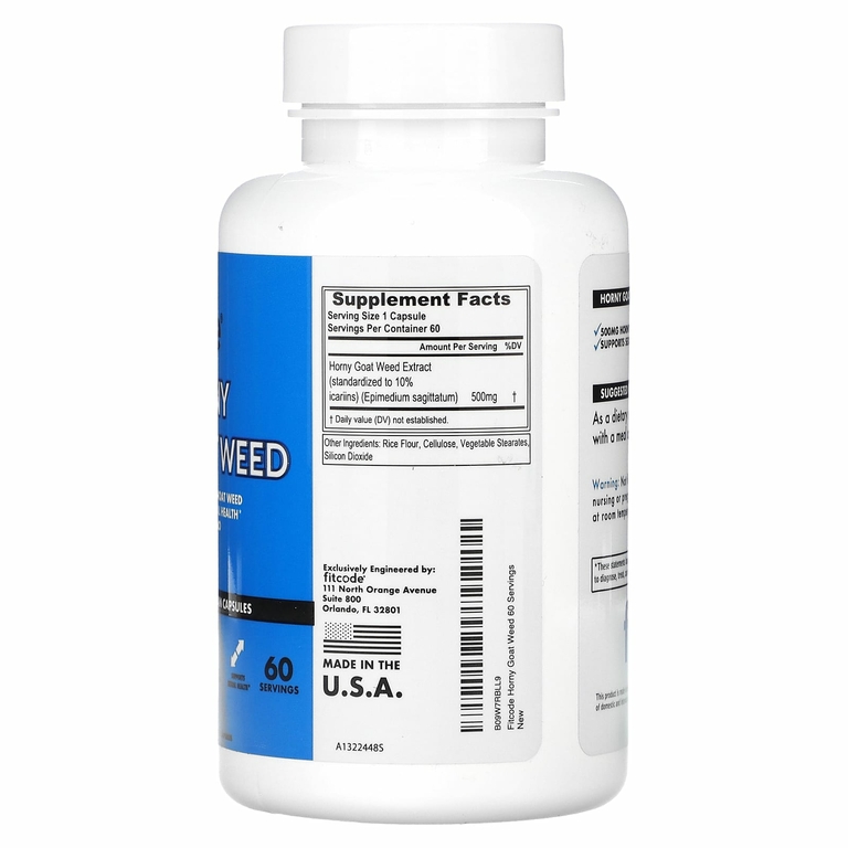 fitcode, Horny Goat Weed, 500 мг, 60 растительных капсул