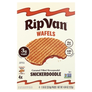 Rip Van Wafels, Snickerdoodle, строопвафель с карамельной начинкой, 4 упаковки по 33 г (1,16 унции) (Товар снят с продажи) 