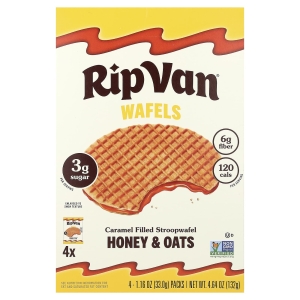 Rip Van Wafels, строопвафель с карамельной начинкой, со вкусом меда и овса, 4 упаковки по 33 г (1,16 унции) (Товар снят с продажи) 