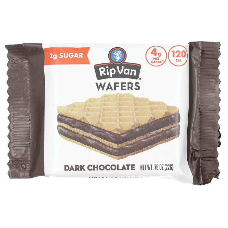 Rip Van Wafels, вафли, темный шоколад, 6 упаковок по 22 г (0,78 унции)