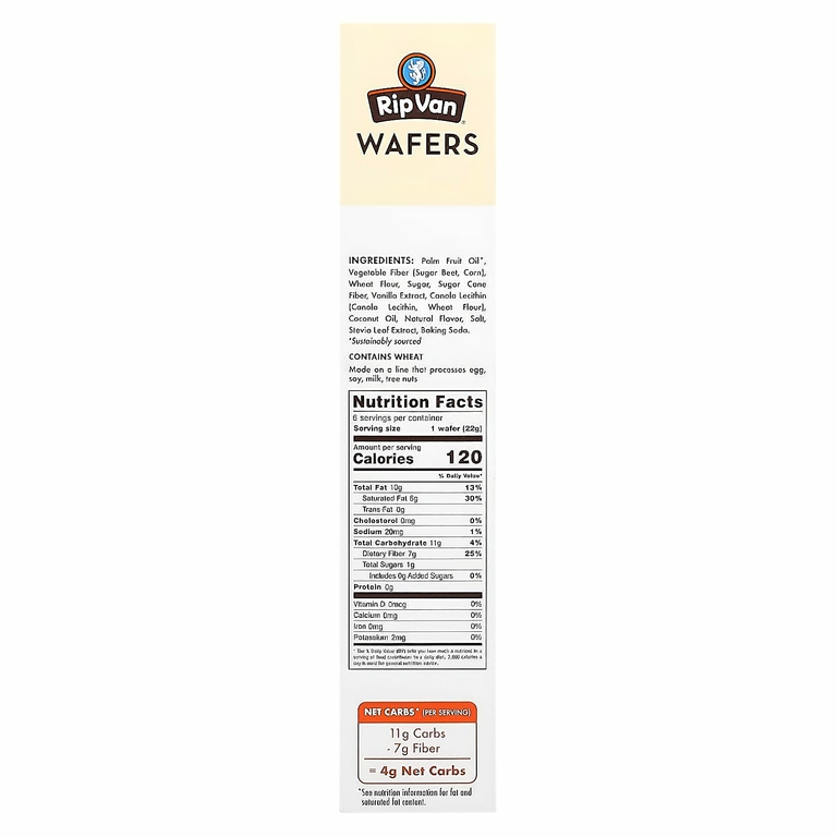 Rip Van Wafels, вафли, с ванильным вкусом, 6 пакетиков по 22 г (0,78 унции)