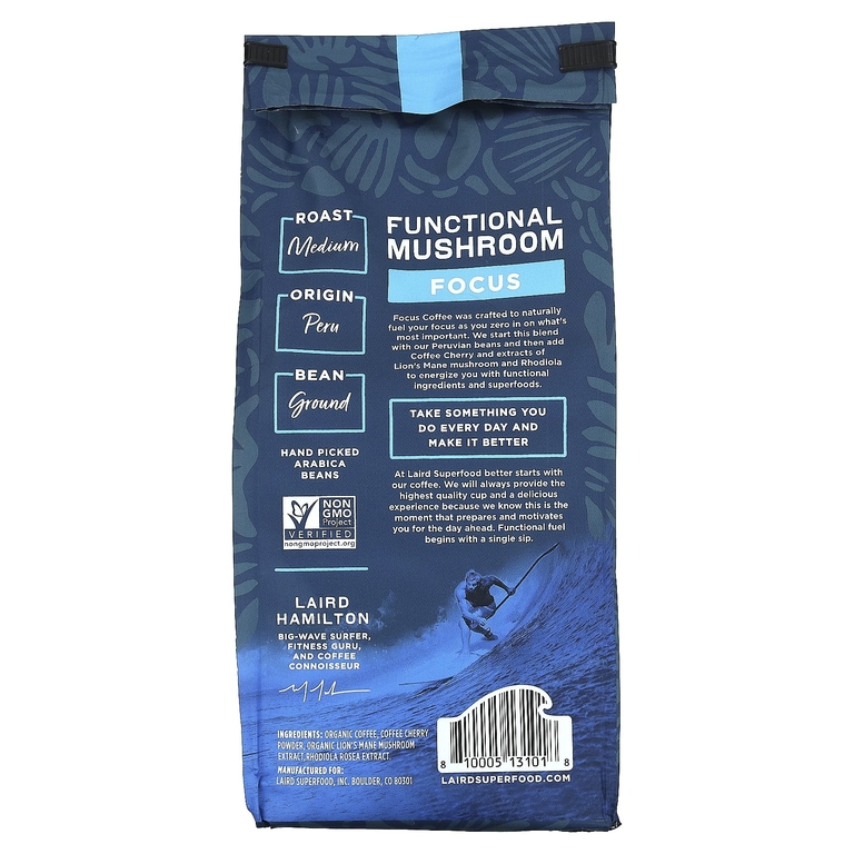 Laird Superfood, функциональный грибной кофе, Focus, молотый, средней обжарки, 340 г (12 унций) (Товар снят с продажи) 