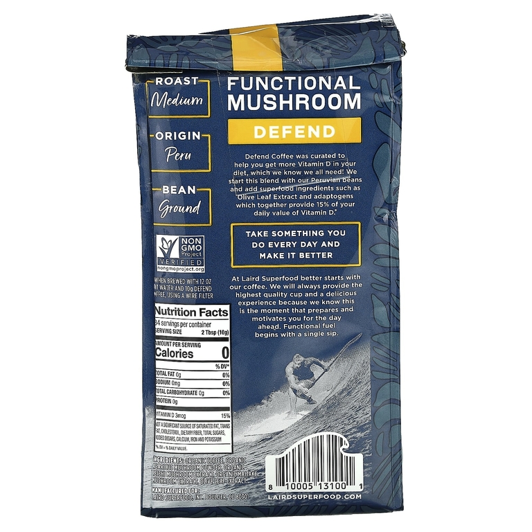 Laird Superfood, Defend, молотый грибной кофе, средней обжарки, 340 г (12 унций) (Товар снят с продажи) 