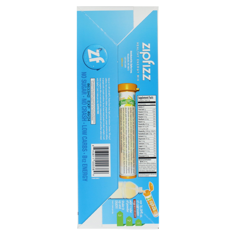 Zipfizz, чай со льдом, здоровая энергетическая смесь с витамином B12, со вкусом лимона, 20 тюбиков по 11 г (0,39 унции) (Товар снят с продажи) 