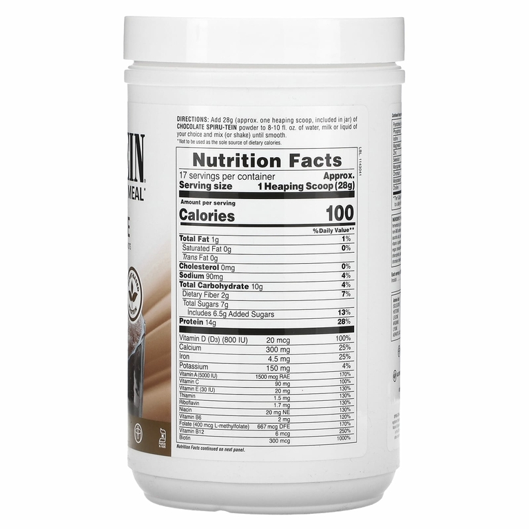 NaturesPlus, Spiru-Tein, протеиновый порошок, со вкусом шоколада, 476 г (1,05 фунта)