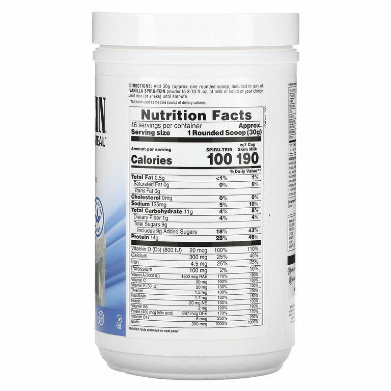NaturesPlus, Spiru-Tein®, протеиновый порошок, со вкусом ванили, 480 г (1,06 фунта)