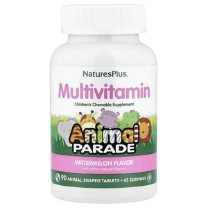 NaturesPlus, Animal Parade, жевательные мультивитамины для детей, со вкусом арбуза, 90 таблеток в форме животных