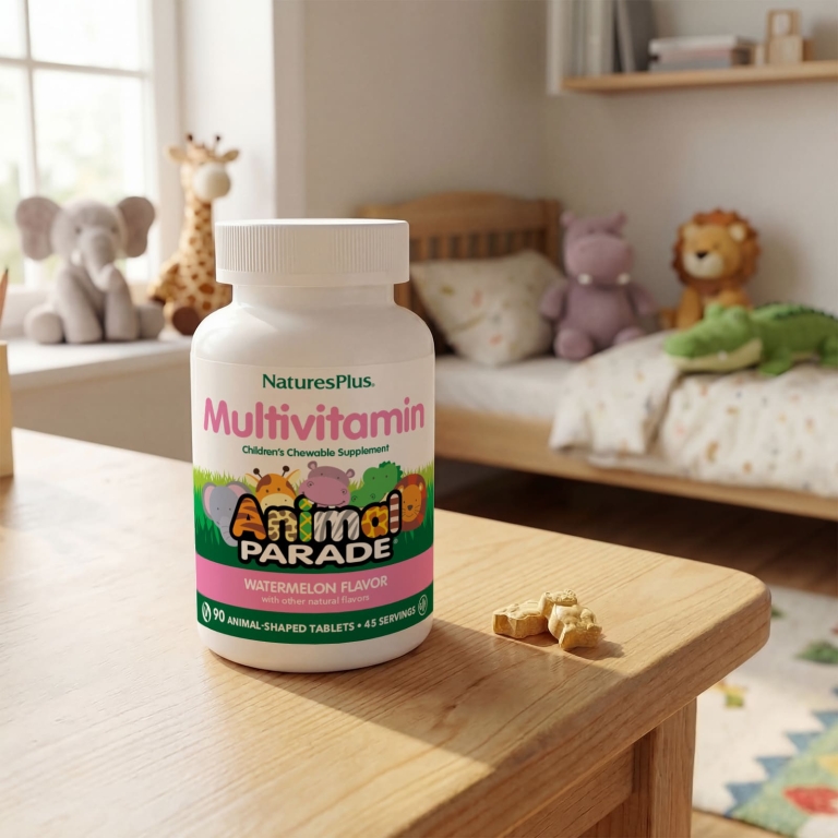NaturesPlus, Animal Parade®, жевательные мультивитамины для детей, со вкусом арбуза, 90 таблеток в форме животных