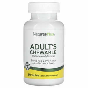 NaturesPlus, Жевательные мультивитамины и минералы для взрослых, экзотические красные ягоды, 60 таблеток