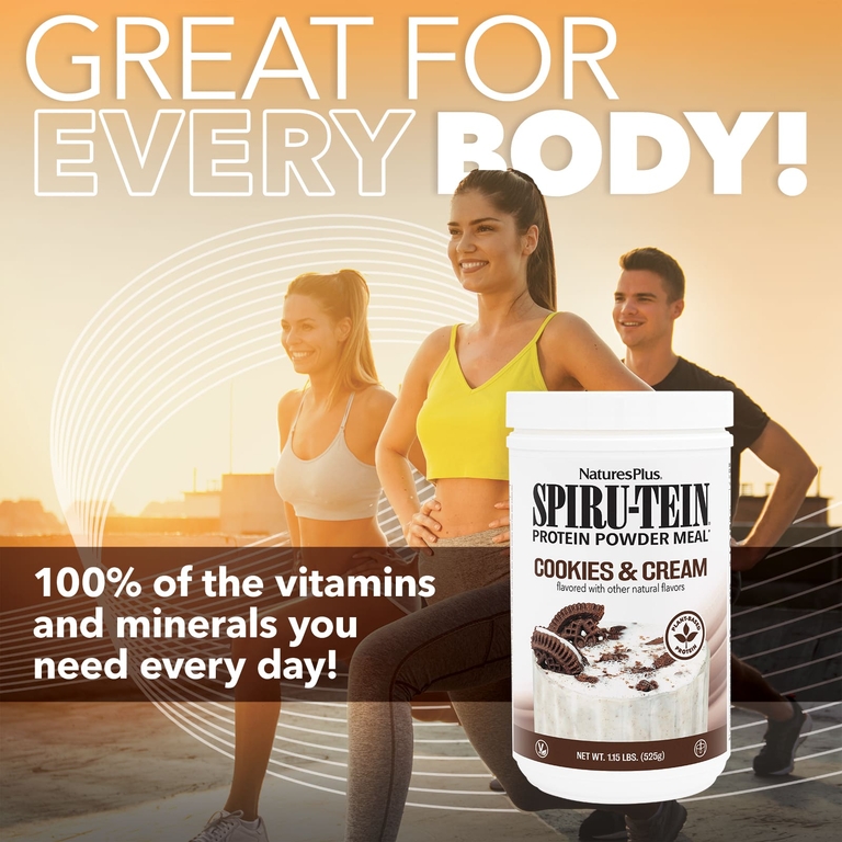 NaturesPlus, Spiru-Tein, протеиновый порошок, печенье и сливки, 525 г (1,15 фунта)